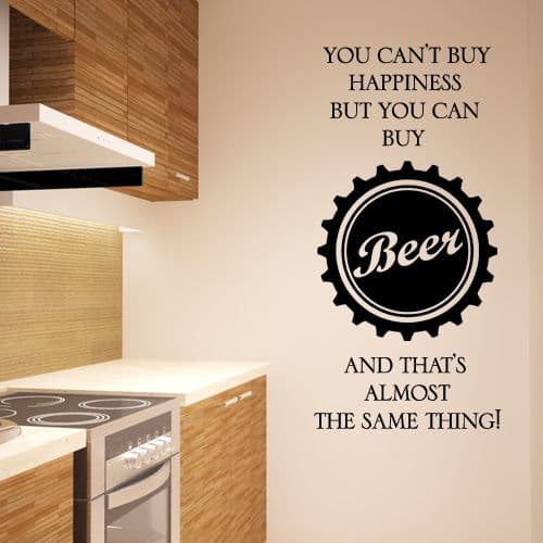 Beer Wall Sticker - You Can't Buy Happiness