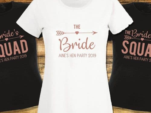Bride Squad Hen Night T-Shirt Personalised Hen Do Team Top Ladies Top Slogan Womens Clothing Bri