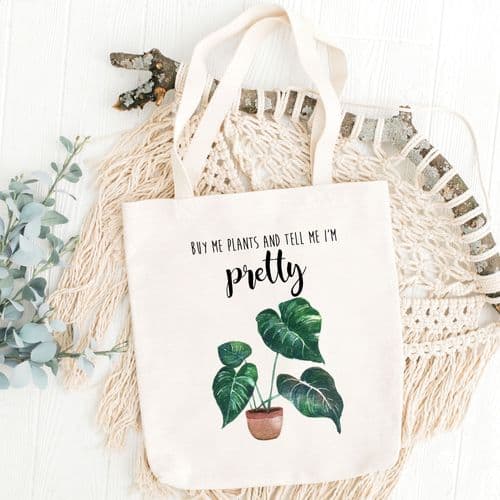 Buy Me Plants & Tell Me Pretty Tote Bag | Gift | Plant Lover Gift | Houseplant Gift Ideas | Plant