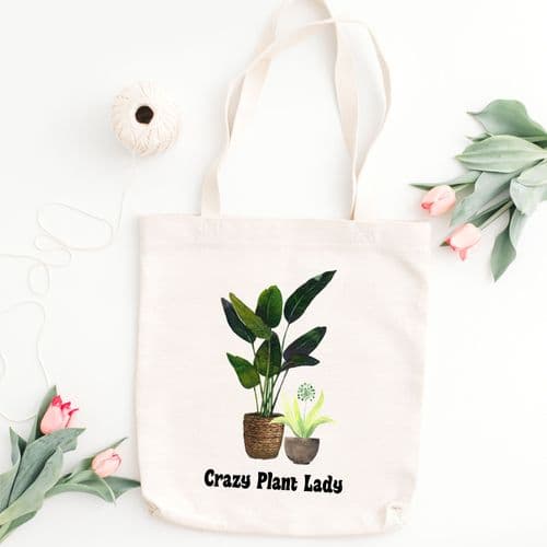 Crazy Plant Lady Plant Tote Bag | Gift | Plant Lover Gift | Houseplant Gift Ideas | Plant Tote Bag