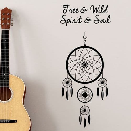 Free and Wild Dreamcatcher Wall Stickers Decals