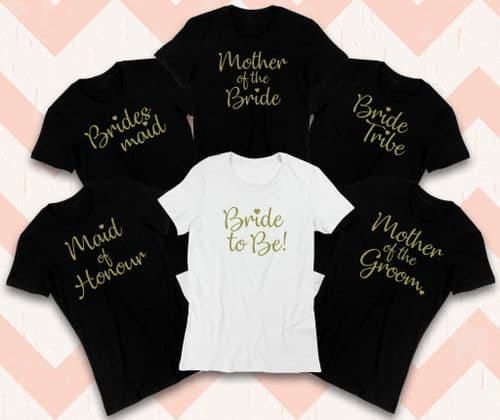 Hen Party T-Shirts Bride to Be Tribe Squad - Custom Personalised Tops  Gold