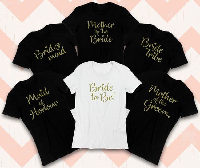 Hen Party T-Shirts Bride to Be Tribe Squad - Custom Personalised Tops Gold