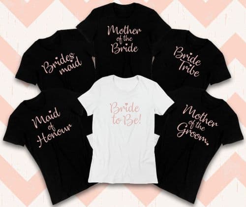 Hen Party T-Shirts Bride to Be Tribe Squad - Custom Personalised Tops Rose Gold