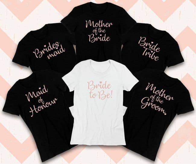Hen Party T-Shirts Bride to Be Tribe Squad - Custom Personalised Tops Rose Gold