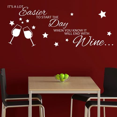 It's a Lot Easier to Start the Day When You Know it Will End With Wine ~ Wall sticker / decals