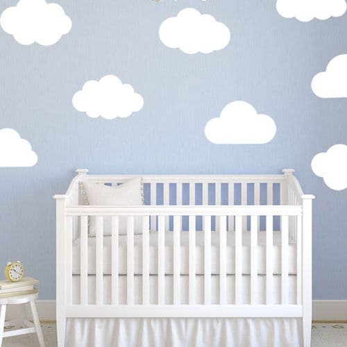 Large Clouds Pack of 8  Baby Nursery Wall sticker / decals