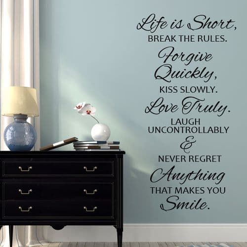 Life is Short Break the Rules ~ Wall sticker / decals