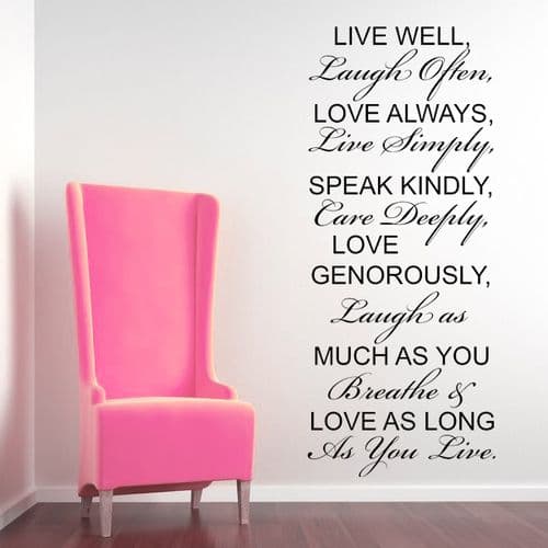 Live Well, Laugh Often, Love Always ~ Wall sticker / decals