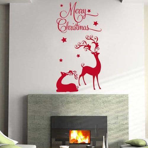 Merry Christmas Reindeer  ~ Wall sticker / decals