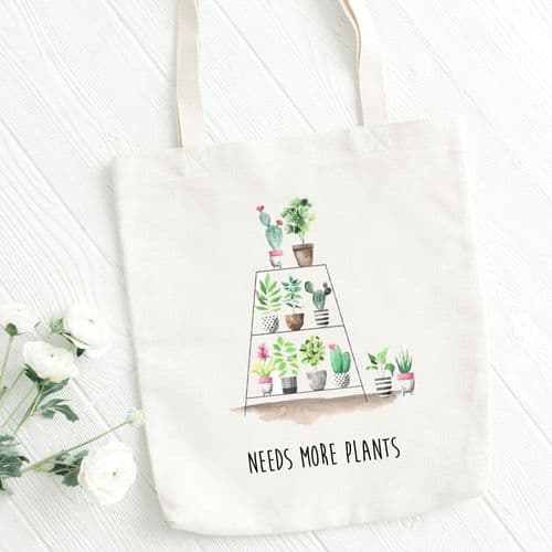 Needs More Plants Tote Bag | Gift | Plant Lover Gift | Houseplant Gift Ideas | Plant Tote Bag