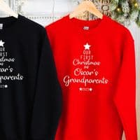 Our First Christmas as Grandparents Jumper Sweatshirt Sweater Gift Engagement Personalised