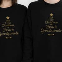 Our First Christmas as Grandparents Jumper Sweatshirt Sweater Gift Engagement Personalised