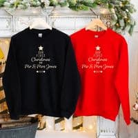 Our First Christmas as Mr & Mrs Jumper Sweatshirt Sweater Gift Engagement Personalised Black  Red