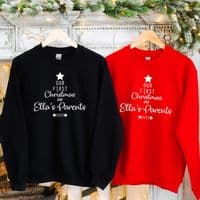 Our First Christmas as Parents Jumper Sweatshirt Sweater Gift Engagement Personalised (1)