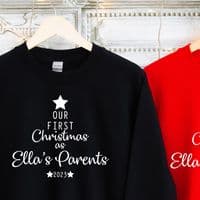 Our First Christmas as Parents Jumper Sweatshirt Sweater Gift Engagement Personalised (1)