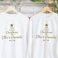 Our First Christmas as Parents Jumper Sweatshirt Sweater Gift Engagement Personalised (1)