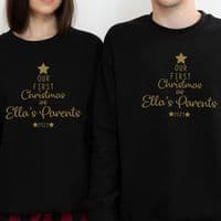 Our First Christmas as Parents Jumper Sweatshirt Sweater Gift Engagement Personalised (1)