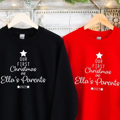 Our First Christmas as Parents Jumper Sweatshirt Sweater Gift Engagement Personalised (1)