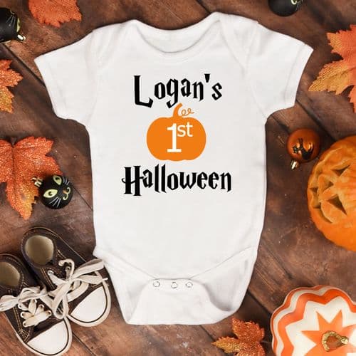 Personalised Boys 1st Halloween Babygrow - Pumpkin