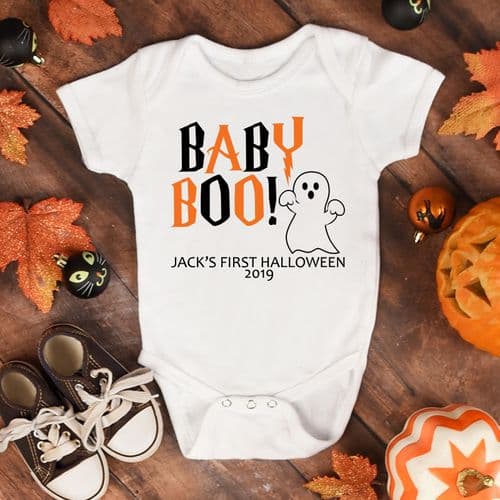 Personalised Boys Boo Halloween Babygrow Costume Outfit