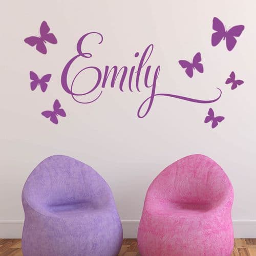 Personalised Children's 7 Butterfly Name Wall Sticker Decal