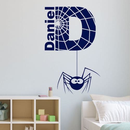 Personalised Children's Spider Themed Name Wall Sticker Decal