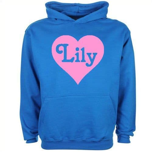Personalised Childrens Heart Name Hoodie