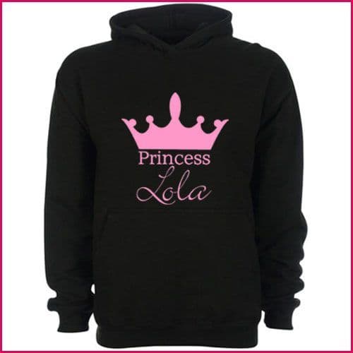 Personalised Childrens Princess Tiara Name Hoodie