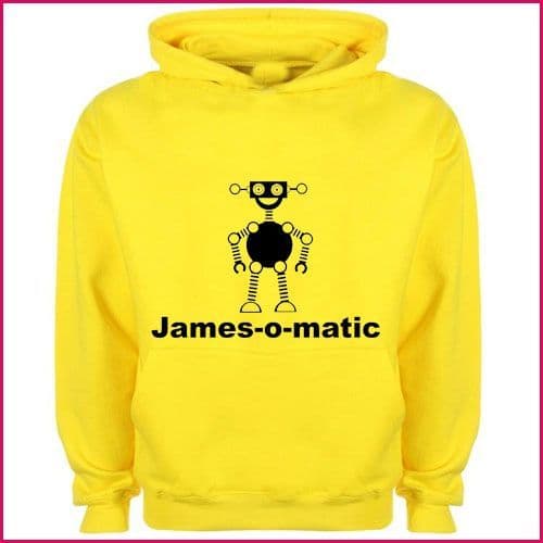 Personalised Childrens Robot and Name Hoodie