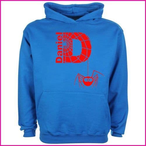 Personalised Childrens Spider Name Initial Hoodie
