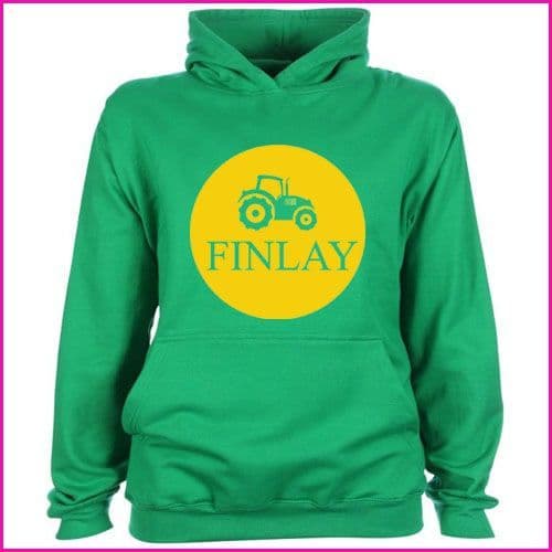 Personalised Childrens Tractor Name Hoodie
