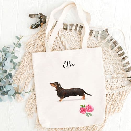 Personalised Dachshund Tote Bag, Dog Gift For Her, Name Tote Bag, Dog Gifts, Dog Tote Bag, Tote Bag