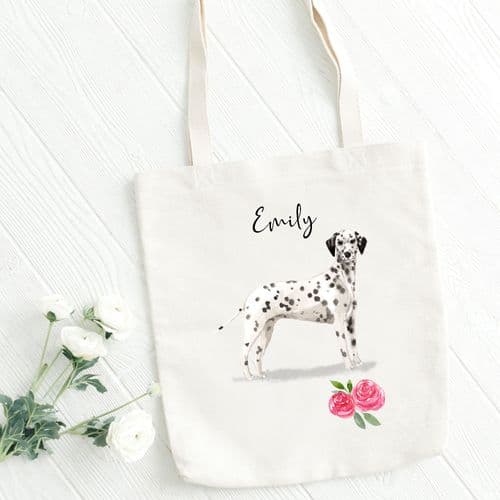 Personalised Dalmatian Tote Bag, Dog Gift For Her, Name Tote Bag, Dog Gifts, Dog Tote Bag, Tote Bag