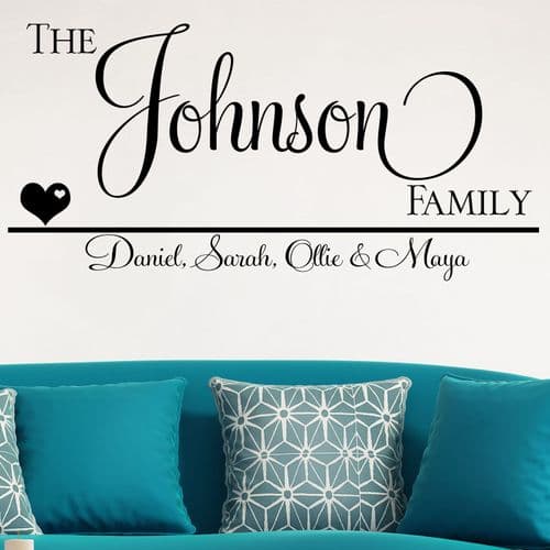 Personalised Family Names ~ Wall sticker / decals