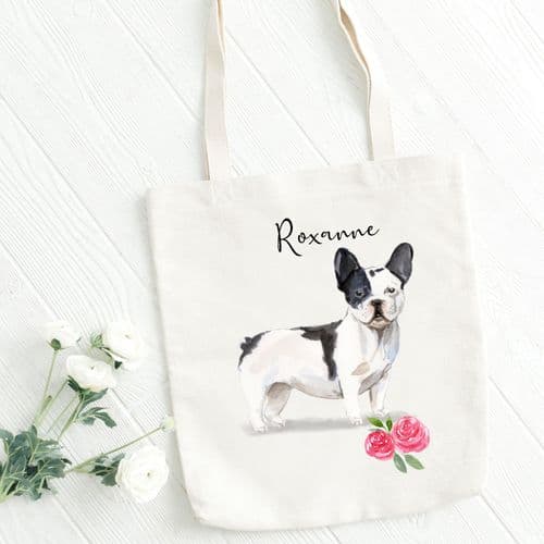 Personalised French Bulldog Tote Bag, Dog Gift For Her, Name Tote Bag, Dog Gifts, Dog Tote Bag, Tote