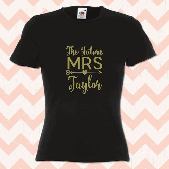 Personalised Future Mrs Hen Party T-Shirt Bride to Be Gift Engagement