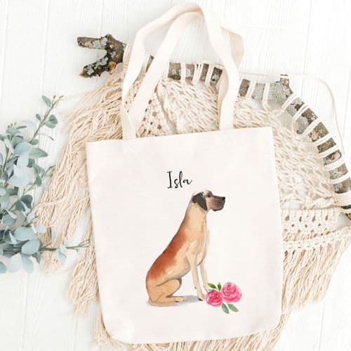 Personalised Great Dane Tote Bag, Dog Gift For Her, Name Tote Bag, Dog Gifts, Dog Tote Bag, Tote Bag