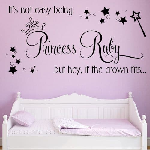 Personalised It's Not Easy Being Princess Girls  ~ Wall sticker / decals