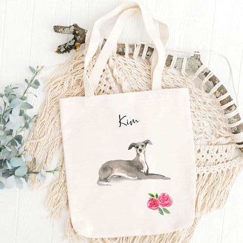 Personalised Italian Greyhound Tote Bag, Dog Gift For Her, Name Tote Bag, Dog Gifts, Dog Tote Bag