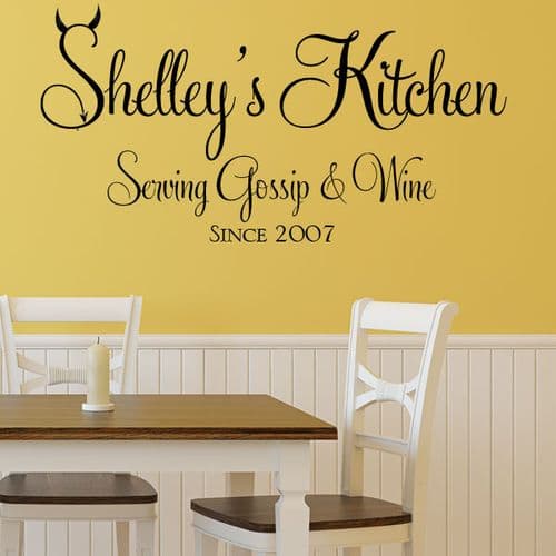 Personalised Kitchen Serving Gossip and Wine   ~ Wall sticker / decals