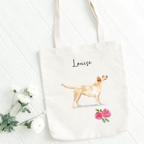 Personalised Labrador Retriever Tote Bag, Dog Gift For Her, Name Tote Bag, Dog Gifts, Dog Tote Bag