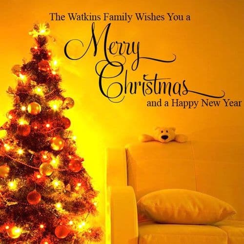Personalised Merry Christmas Family  ~ Wall sticker / decals