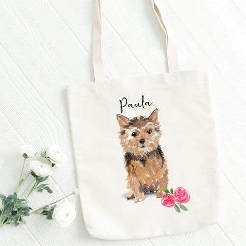 Personalised Norfolk Terrier Tote Bag, Dog Gift For Her, Name Tote Bag, Dog Gifts, Dog Tote Bag
