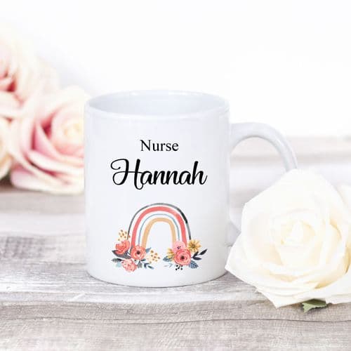 Personalised Nurse Mug Rainbow Design