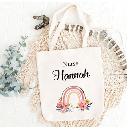 Personalised Nurse Tote Bag | Nurse Gift | Nurse Thank You Gift | Nurse Gift Ideas | Rainbow Tote