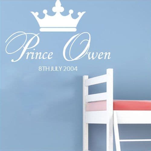Personalised Prince Boys  ~ Wall sticker / decals
