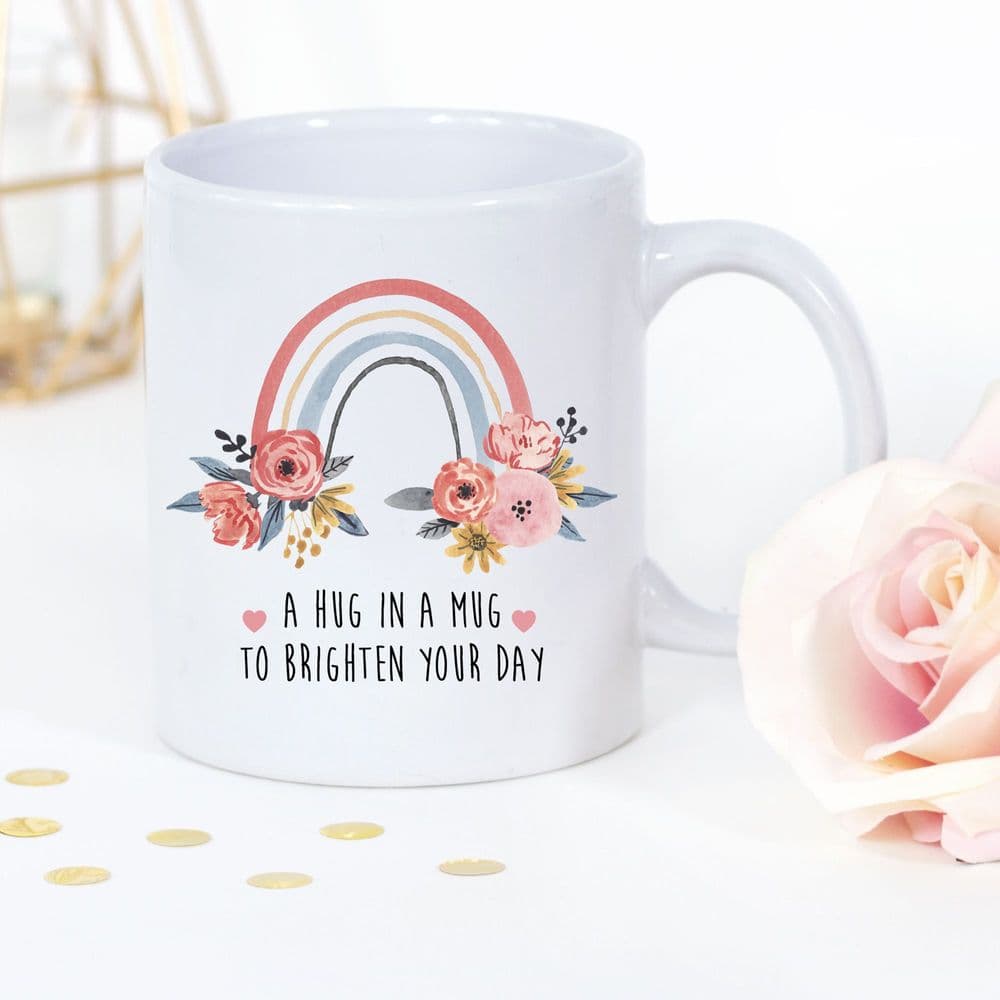 Personalised Rainbow Mug Hug In a Mug Quarantine Lock Down Gift