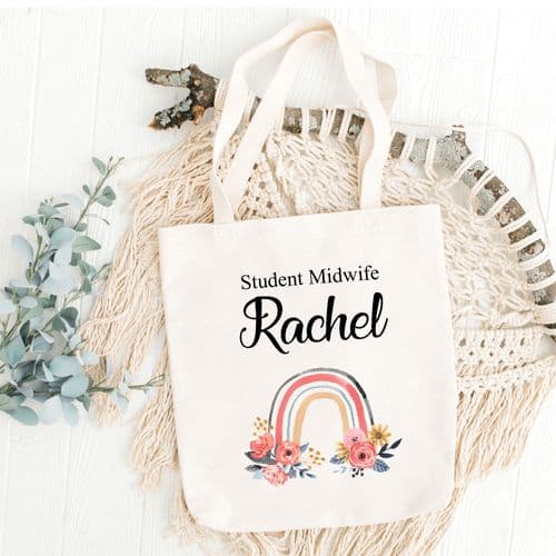 Personalised Student Midwife Tote Bag | Gift | Midwife Thank You Gift | Midwife Gift Ideas | Rainbow