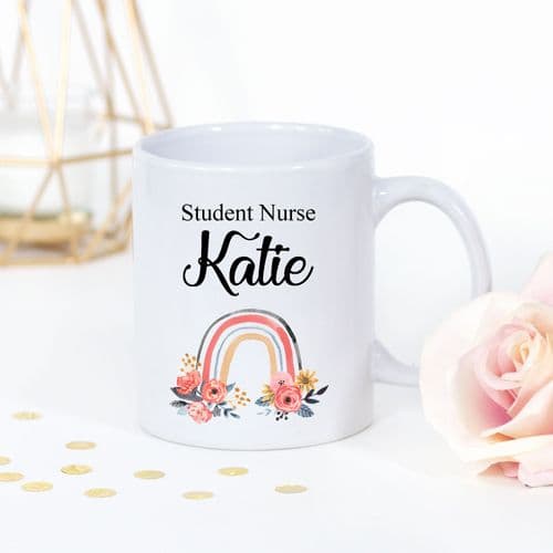 Personalised Student Nurse Mug Rainbow Design